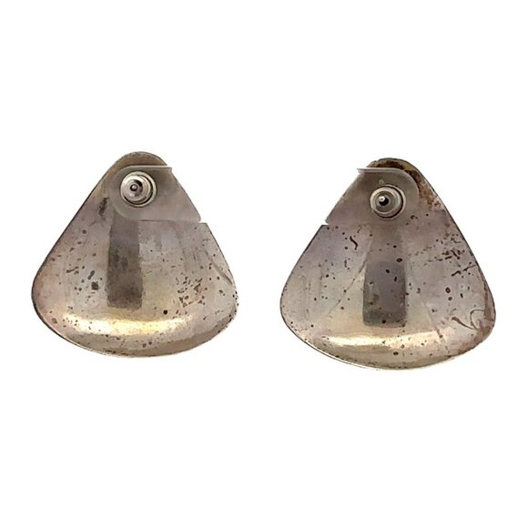 Estate Sterling Silver Triangle Shaped Pierced Post Earrings! 31 - Picture 2 of 6